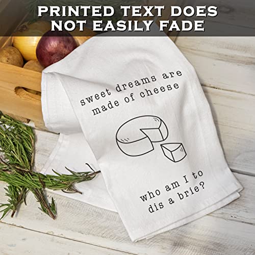 Sweet Dreams Are Made Of Cheese Who Am I To Dis A Brie Funny Kitchen Dish Towel 18X24 Inch, Sweet Dreams Kitchen Towel Funny Kitchen Towel Saying, Funny Dish Towel Saying, Sweet Dreams Tea Towel #TOP7