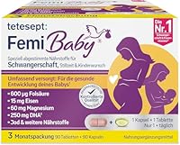Tetesept FemiBaby Kapseln + Tabletten für Schwangerschaft, Stillzet und Kinderwunsch, 90 St. Portionen