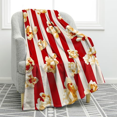 Jekeno Movie Popcorn Theme Blanket Gifts for Women Men Girls Boys Adult Kids Birthday Christmas for Family Cinema Theater Room Sofa Couch Decor Soft Plush Cozy Fuzzy Lightweight Throw Blankets 50x60