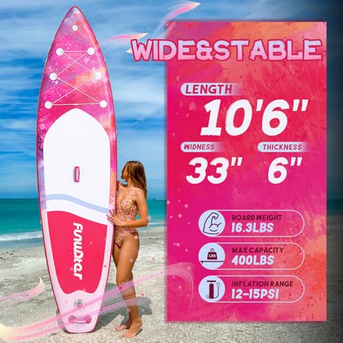 Image of FunWater Stand Up Paddle Board Ultra-Light Inflatable Paddleboard with SUP Accessories for Adults & Youth of All Skill Levels (Fantasy Pink)