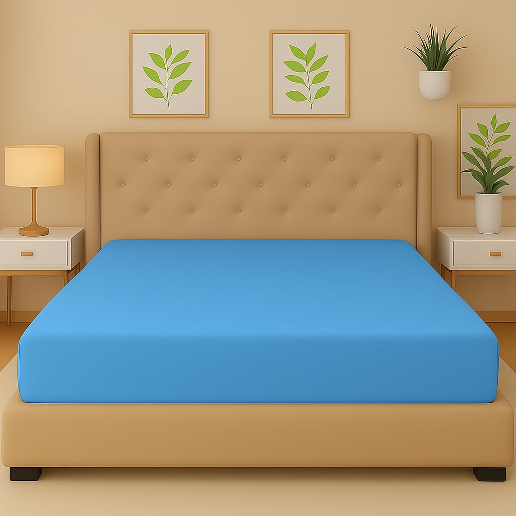 Nightzone Blue Night Zone Flannelette Fitted Sheets 100% Brushed Cotton 25 Cm Deep Fitted Bed Sheet (, Single)