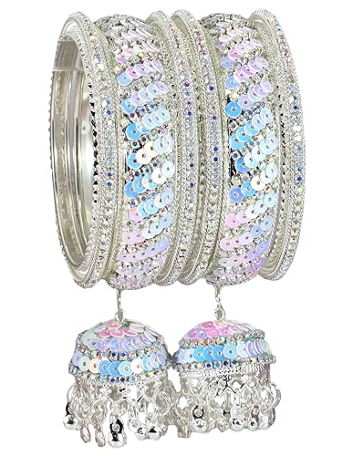 Image of NMII Ethnic Wear Bangles Gold-Tone Alloy with Musical Ghungroo Charms | Women Fashionable Jewelry | Designer Bracelet Bangles For Girls | Viral Kashmiri Chudiya for Weddings, Festivals & Parties