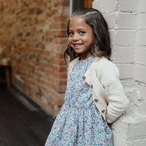 Image of Hope & Henry Girls' Long Sleeve Fancy Cardigan Sweater with Stripe Trim