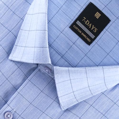 Image of 7-DAYS Men's Premium Checks Formal Shirt - Cotton Rich, Regular Fit, Full Sleeve, with Pocket, Wrinkle Resistant - Stylish Office & Everyday Wear.