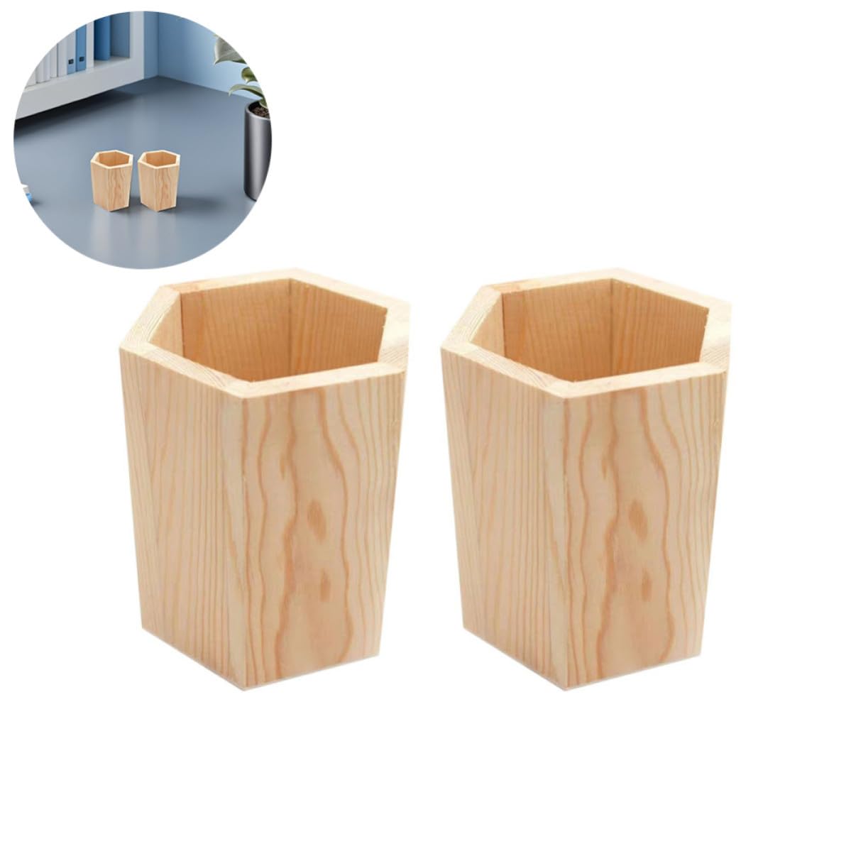 GALPADA 8 Piezas Portalápices de Madera Geométrico para Escritorio,