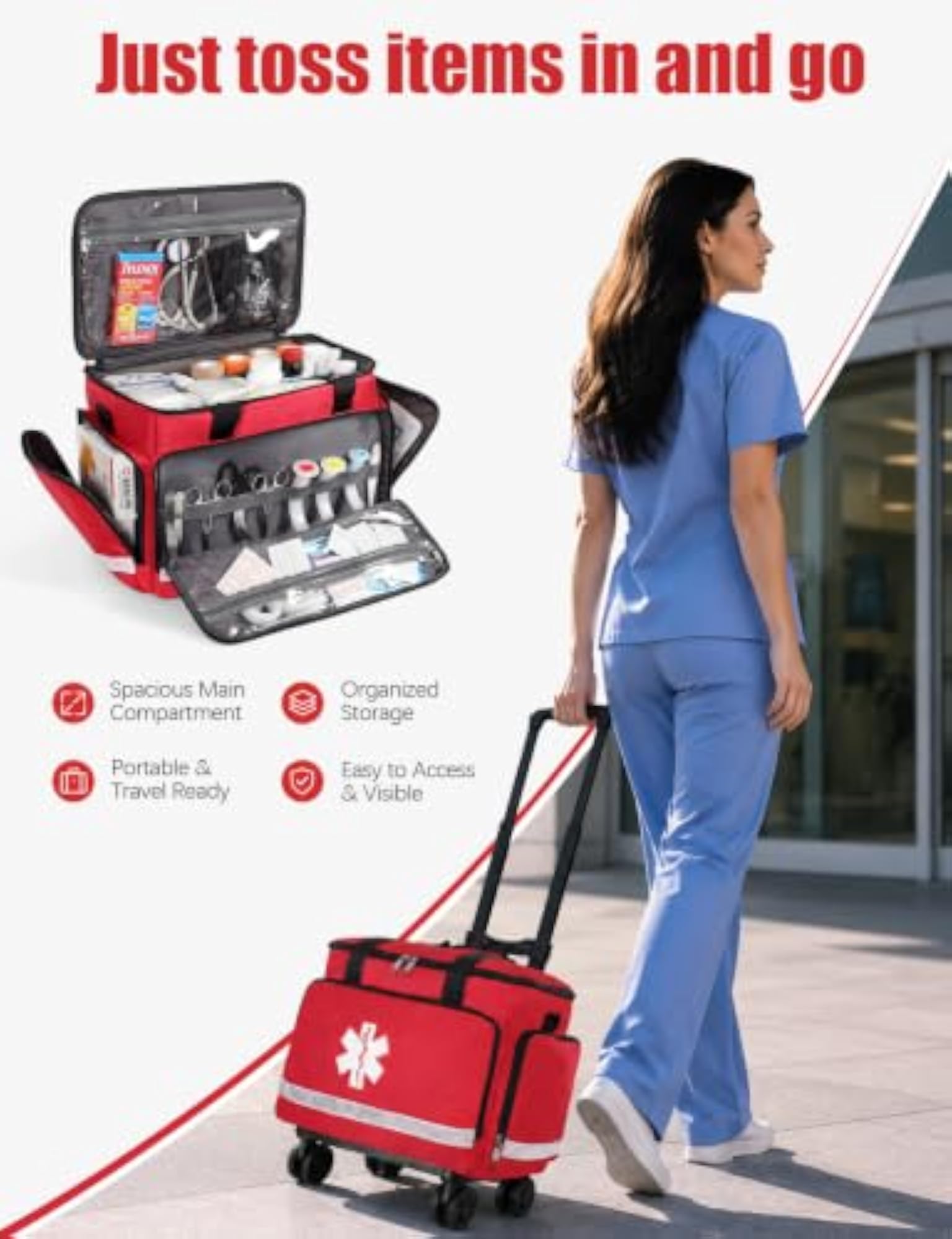 Medical Rolling Duffel Bag for Nurses and EMTs