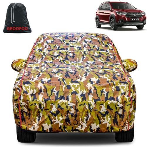 Image of Waterproof Car Body Cover with Mirror Pockets Compatible with Maruti Suzuki XL6 Car Cover | Triple Stitch and UV & Dust Proof All-Weather Protection, (Army Red)