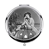 Parfait pour offrir en cadeau Fabulous Miroir de Poche en Métal - Anne Nagel Retro Sorciere Actrice 50\'s Cinema Vintage - (Diamètre 70 mm)