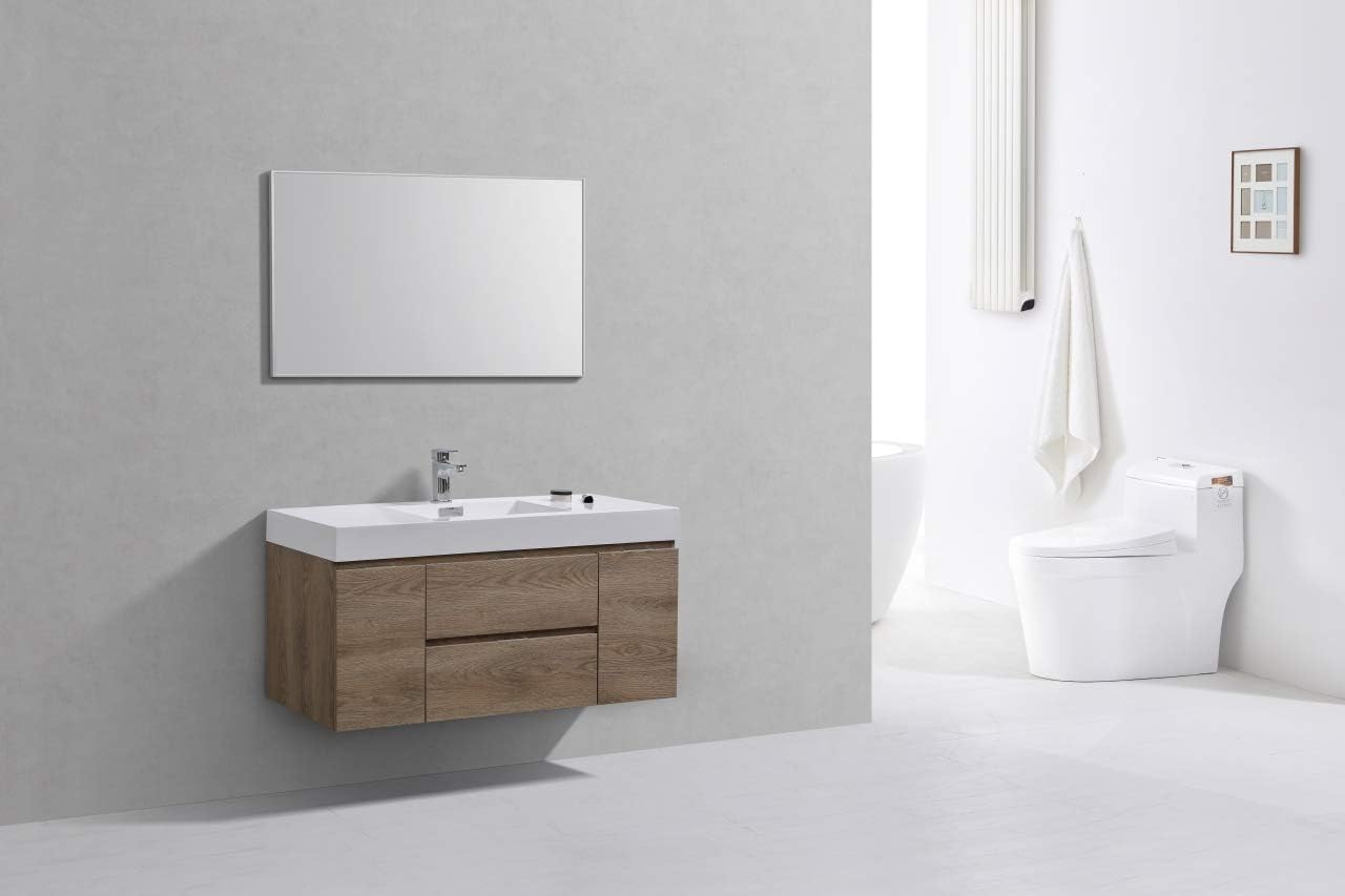 Bliss 48" Butternut Wall Mount Modern Bathroom Vanity