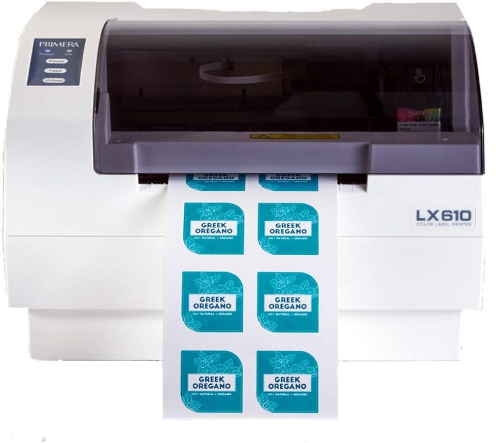 Primera LX610 Color Inkjet Label Printer with Plotter Cutter 74541 - Print and Cut Any Label Shape or Size in One Machine. Prints Up to 5 Inches Wide