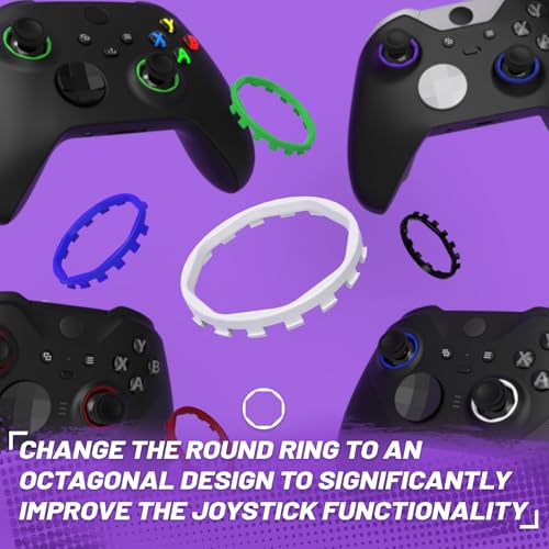 Image of Redesigned Replacement Octagonal Gated Sticks Accent Rings for Xbox Elite Series 2 Core, for Elite Series 2, for Xbox Elite, for eXtremeRate ASR Version Shell for Xbox Series X /S Controller - White