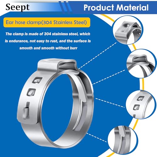 Image of 605Pcs 22 Sizes Single Ear Hose Clamps 5.3-33.1mm 304 Stainless Steel Crimp Hose Clamps Assortment Kit Perfect for Automotive /Home Appliance /Water Pipe and Fuel Line