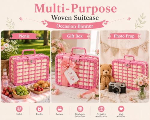 Image of ABS Hard Shell Cosmetic Travel Hand Luggage Portable Carrying Makeup Case Suitcase Organizer Box Vanity Mini Suitcase Small Accessory Bag, 30 cm, No Wheels (Wowen Pink)
