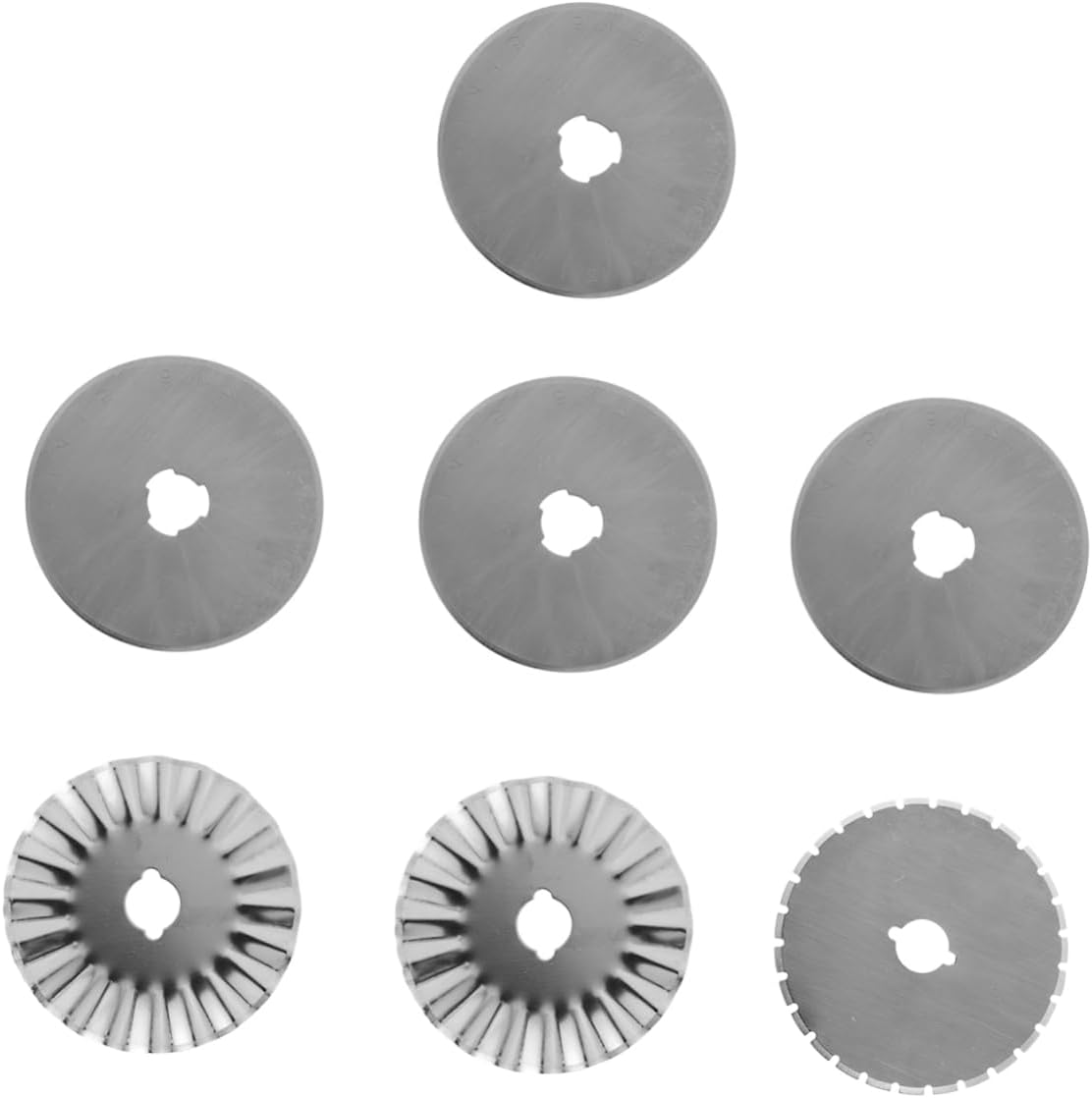 Beatifufu 7pcs Rotary Cutter Replacement Blades Set Straight Dashed Wavy Blades Fabric Paper Leather Cutting Tool for Crafts