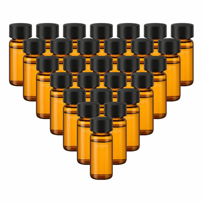 KAUSHIK INDIA 5ML 30Pcs Borosilicate Glass AMBER Colour Vial With Screw Cap, Leak Proof For Essential Oil,Perfume,Meds,Reagent,Anointing Oil Bottle And Lab Use Anti UV Rays Culture Tube-image-40