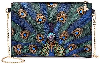 ZJFZML Womens PU Leather Envelope Clutch with Chain Strap Printing Crossbody Bag