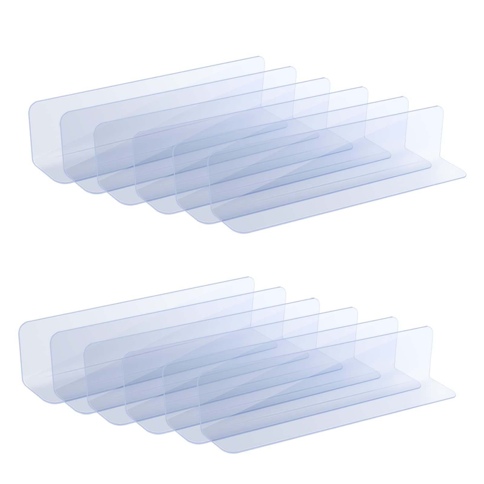 WHALE STORE 12 Packs Acrylic Couch Blocker, Transparent Under Bed Blocker 15.74" L x 3.14" H for Prevent Things from Getting Under The Furniture Comes with Strong Tape for Hard Surface Floors Only