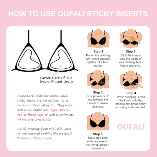 Push Up Sticky Inserts Double-Sided Adhesive Ultra Boost Padding Inserts for Bikini Swimsuit Sports Strapless Bra Pads3