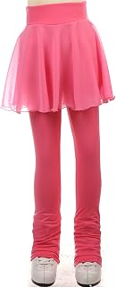 WoCOyo Figure Skating Pants Comfortable High Waist Stretch Ice Skating Practive Leggings Waterproof Warm Lining Trousers with Hip Protector Skirt for Women Girls