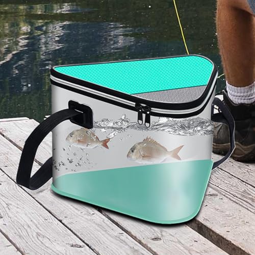 Cubo plegable para peces que soluciona el espacio en tus acampadas 4