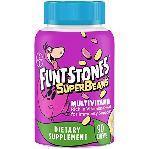 Flintstones Vitamins SuperBean Chewable Kids Vitamins with Immunity Support - Multivitamin for Kids & Toddlers with Vitamin D, Vitamin C & More, 90 Count