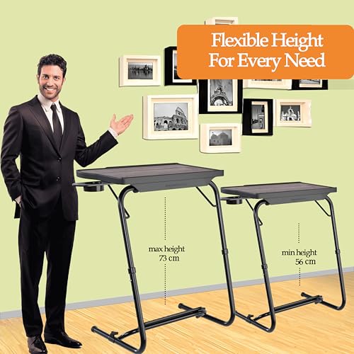 Image of amazon basics Executive | Lounge Mate Executive | Height Adjustable Laptop Table | Adjustable Table Angle | Cupholder | Footrest | Carbon Steel | Dove White | 75 cm - H, 55 cm - L, 40 cm - W