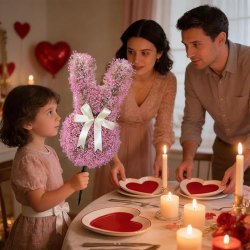 Topiaire en forme de lapin intérieur déco Saint-Valentin avec piquet maison - 4