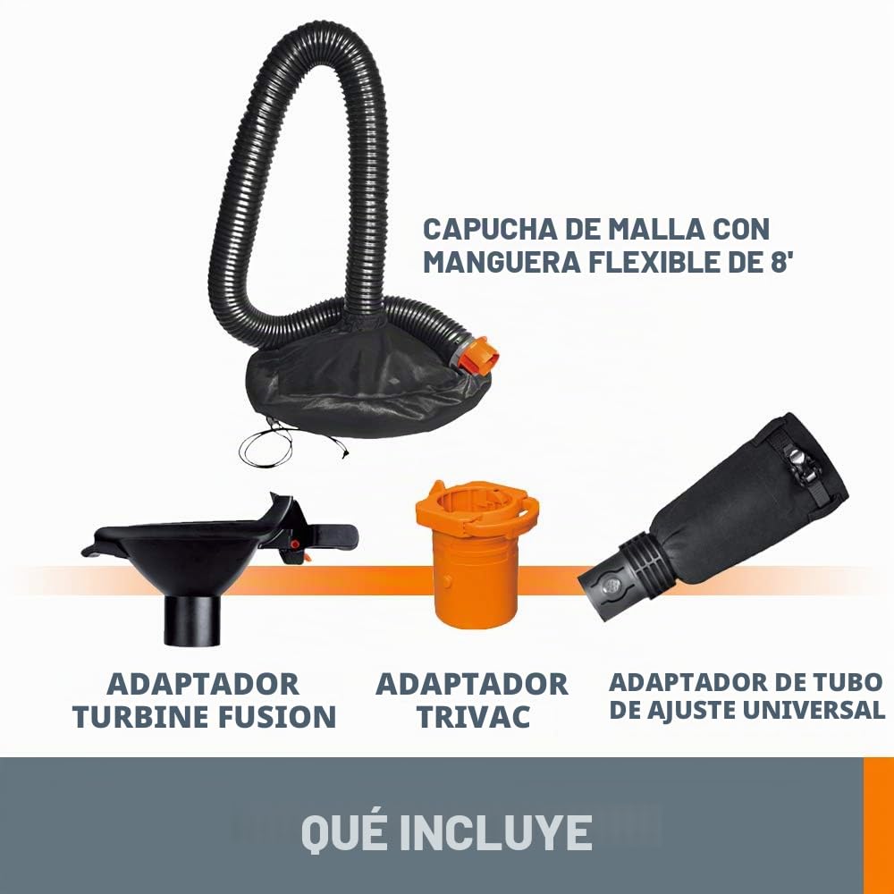 Worx LeafPro WA4058 - Sistema de recolección para soplador/aspiradora WORX con Tubo de hasta 12,7 cm | Compatible con las series WORX WG505, WG505.2, WG509, WG512