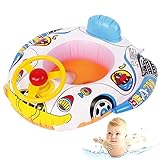 【Diseño genial】: Lindo anillo de natación para niños con el volante. ¡Aquí viene el pequeño león marino! Hay aberturas para las piernas en el centro, lo que permite que el bebé se siente cómodamente. Deje que los niños se sientan seguros y cómodos en el agua.