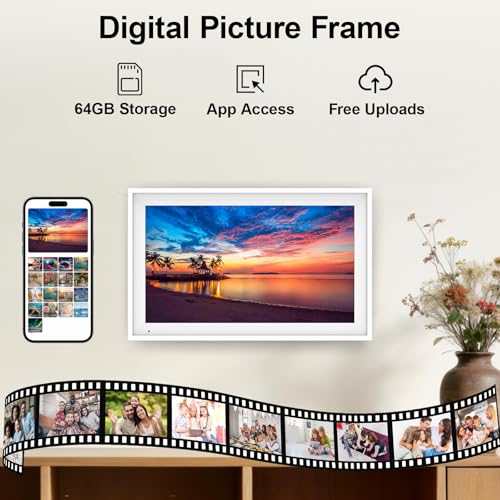 Image of Digital Calendar 15.6 inch Digital Wall Planners for Family Schedules, Electronic Calendar with 1920*1080 Interactive Touchscreen, Digital Photo Frame Built-in 64GB Memory, Smart Calendar-White