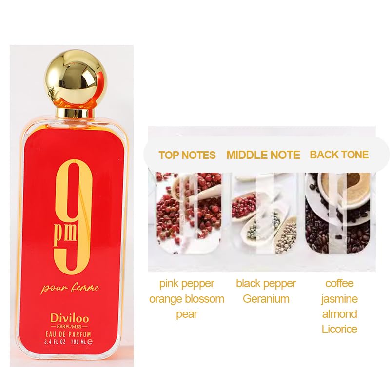 Diviloo 9PM Eau de Parfum for Men 3.4 Fl Oz,9 am Eau De Toilette