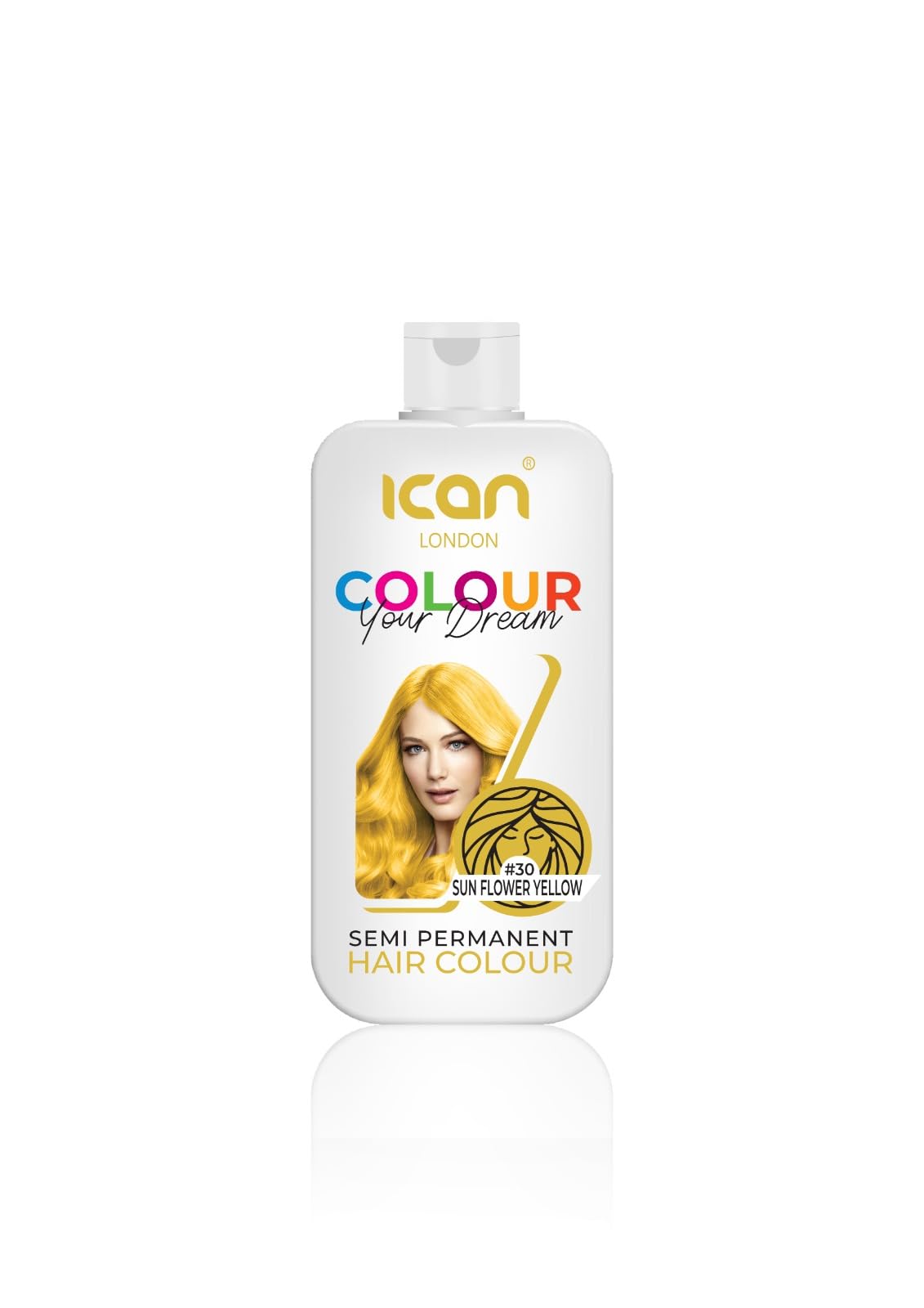 ican London Colour Your Dream Semi Permanent Hair Color 100ml (30-SUN FLOWER YELLOW)