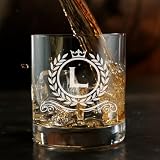 DADDY FACTORY 11oz Engraved Monogram Whisky Glass, Old Fashioned Rocks Glass Gift, A–Z Letter Initial | L