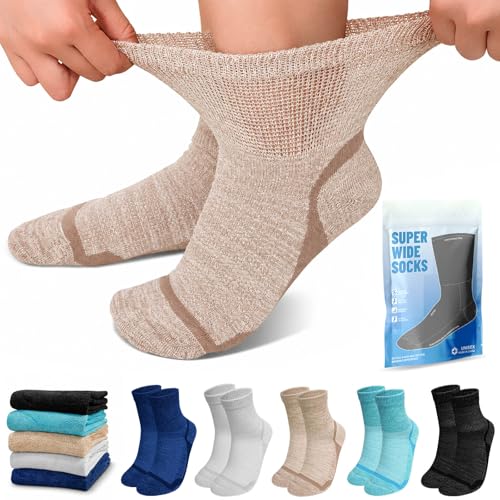 AMITOFO Bamboo Viscose Diabetic Socks for Swollen Feet & Neuropathy