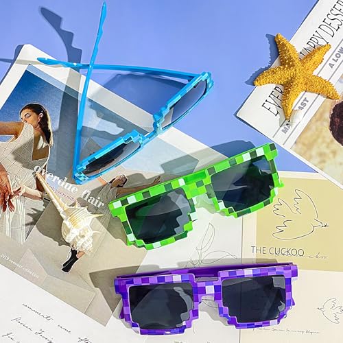 10/16 Pack Thug Life Party Sunglasses 8 Bit Pixelated Mosaic Gamer MLG Photo Props Glasses for Adults Teens4