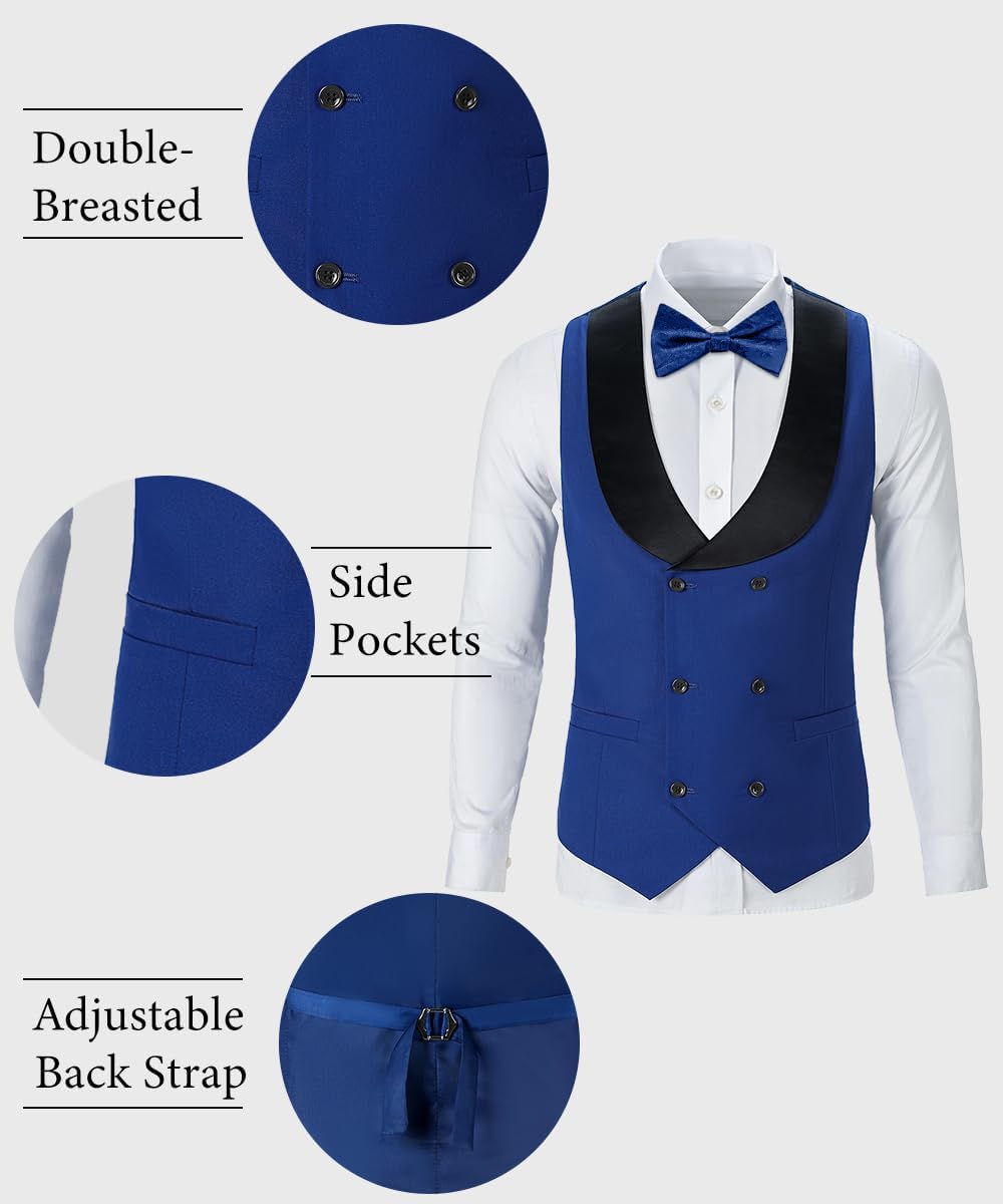 Mens Tuxedo Suit Set 3 Piece Wedding Party Suits for Mens Tuxedo for Men Slim Fit Outfit with Bow-Tie - Image 5