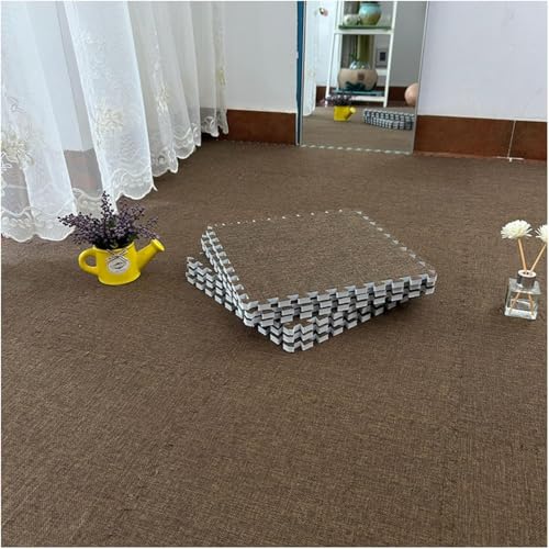 KIJyfgTR Foam Interlocking Floor Mat 10pcs 12"x12" Square Puzzle Floor Rug Soft Breathable Carpet Tiles(Dark Brown,0.24in)
