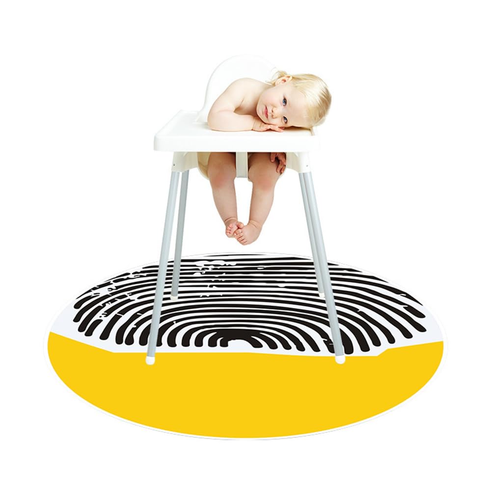 Treer Baby Splat Mat for Under High Chair, 51" Highchair Round Splash Floor Mat Waterproof Anti Slip Spill Mat Washable Weaning Mat/Messy Mat/Play Mat/Tablecloth/Picnic Mat (Yellow Modern)