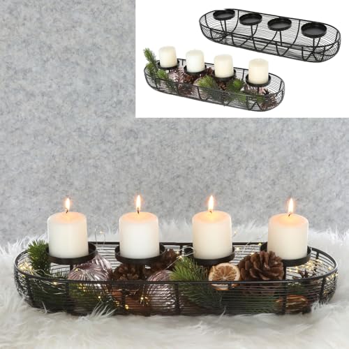 Adventskranz Kerzenhalter länglich L:50 cm aus Metall Schwarz -...
