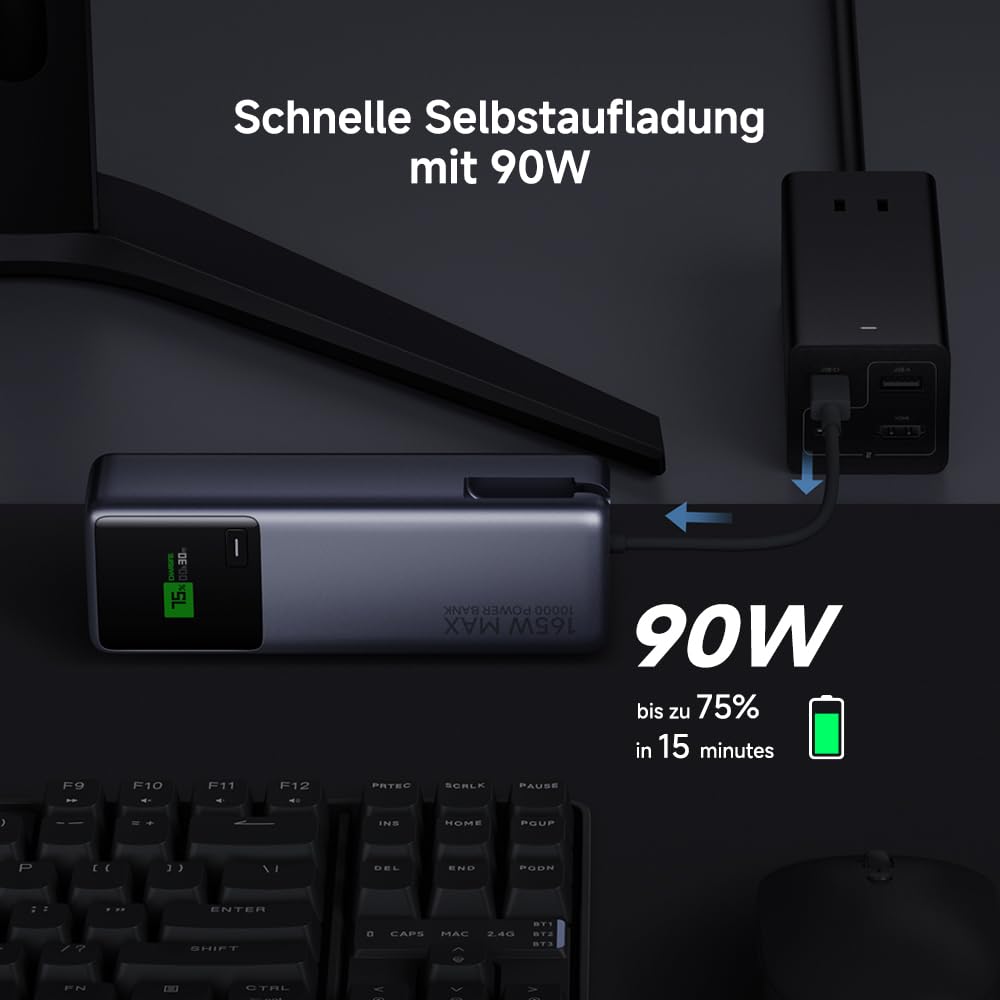 Xiaomi 165W Power Bank 10000mAh, Super Schnellladung|3 USB-C Ports for Multi-Device Charging Power, 120W PD3.0|Kompatibel mit Laptop, for iPhone 16, MacBook, Xiaomi, Samsung, Pixel 9 and More