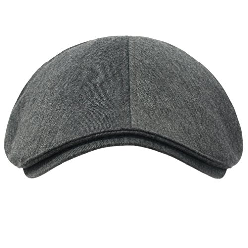 Ililily New Men's Cotton Flat Cap Cabbie Hat Gatsby Ivy Caps Irish Hunting Hats Newsboy With Stretch Fit (Flatcap-004-1) Grey #TOP1