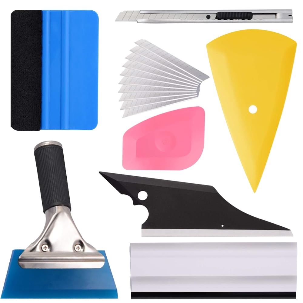 Window Tint Kit, 17 Piece Car Vinyl Wrap Tool Set, Includes Vinyl and Felt Squeegees for Window Film Installation