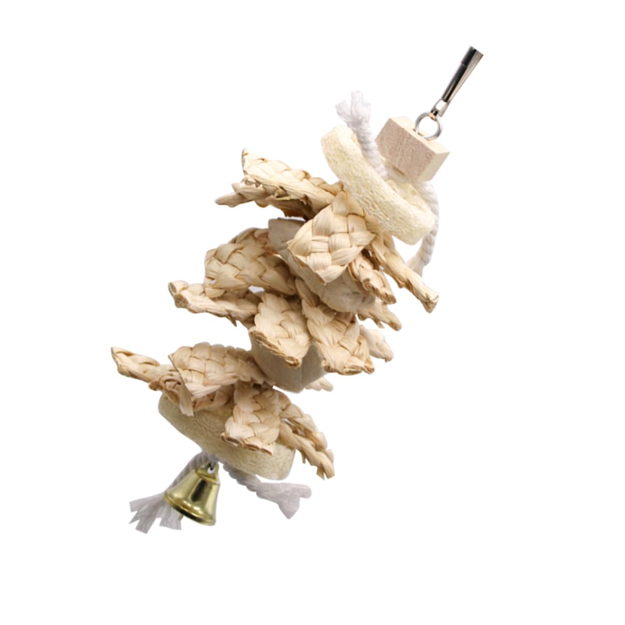 Abaodam Parrot Swing Pendant Natural Loofah Straw Molar with Ring Bell for Cage Garden Bright Color Chew for for Boredom Relief