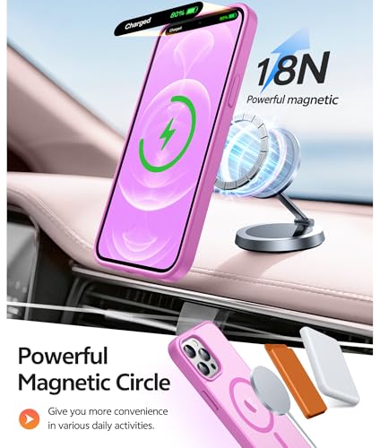 Image of FNTCASE for iPhone 12 Pro Max Case: [Compatible with Magsafe] Translucent Matte Magnetic Phone Cover - Military Grade Drop Protection Shockproof Protective Cases - Pink