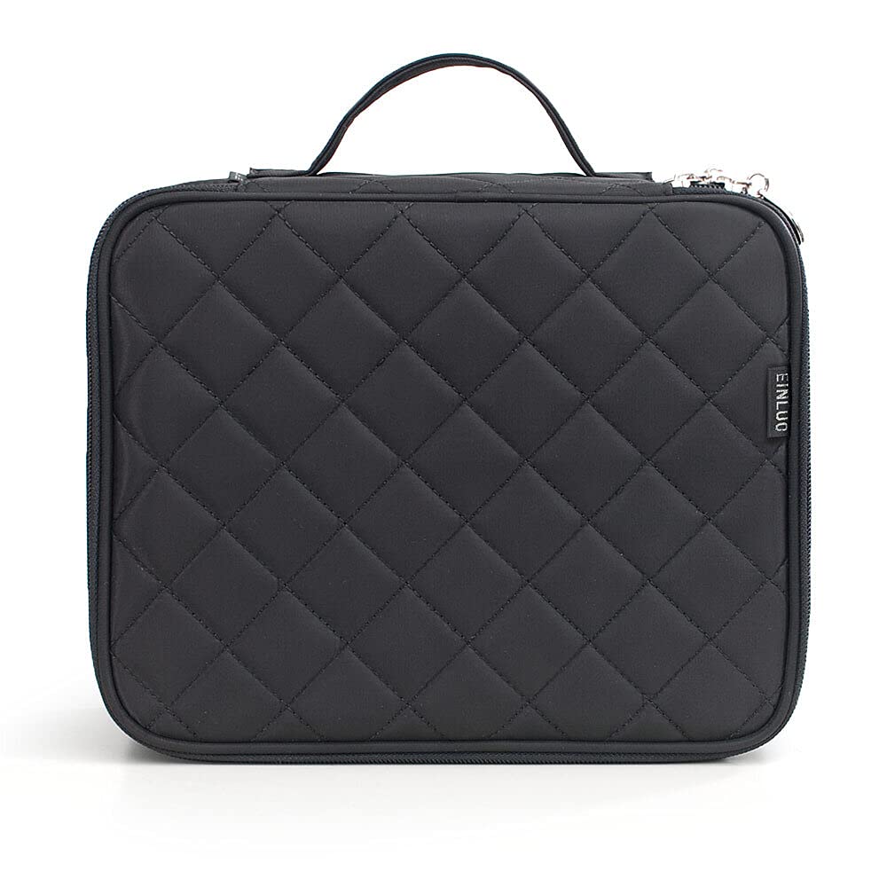 Doble capa de nylon de la señora bolsa de cosméticos impermeable maquillaje bolso herramientas organizador bolsa lavado inodoro - negro