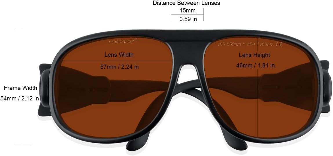 FreeMascot OD 6+ 190nm-550nm / 800nm-1100nm Wavelength Professional Laser Safety Glasses