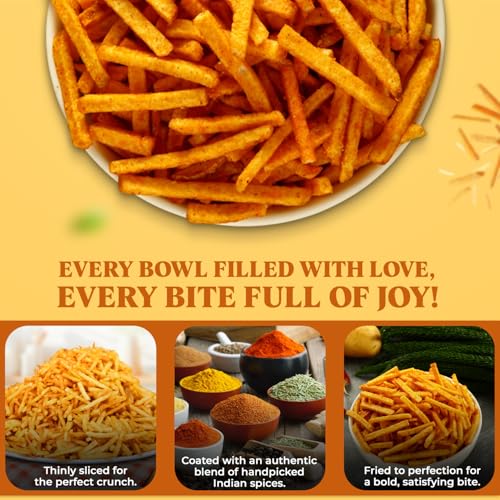 Image of Masala Aloo Laccha | Panchhi Aloo lacha | Agra Special Namkeen | Indian Snacks Spicy tangy & Tasty Namkeen | Panchhi namkeen (200 gm) Pack of 1