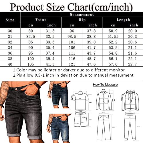 Wihion Mens Jean Shorts Slim Fit Distressed Denim Shorts Summer Short Jeans Pants #TOP2