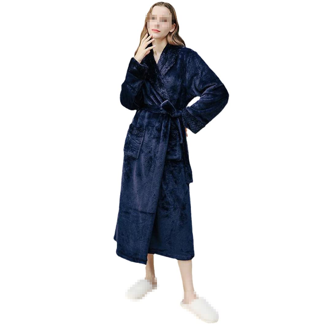 keusyoi Zimowa męska bielizna nocna pogrubiona flanelowa kimono szlafrok bielizna nocna damska na co dzień miękka koszula nocna z polaru szlafrok domowy