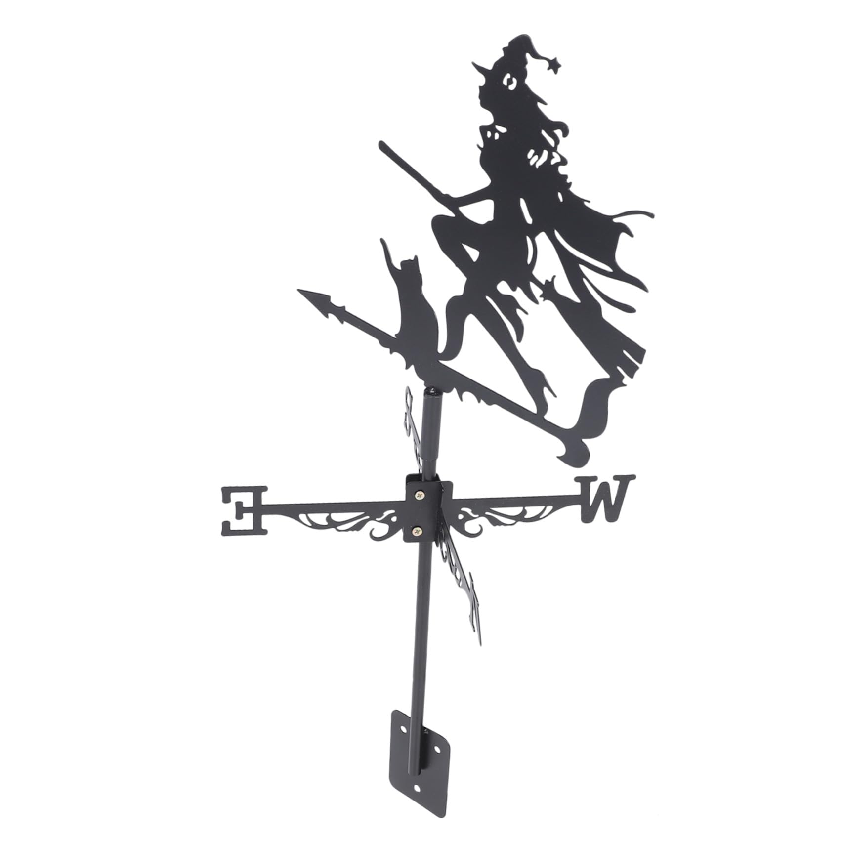 Veleta de viento decorativa para tejado en hierro negro con indicador estable